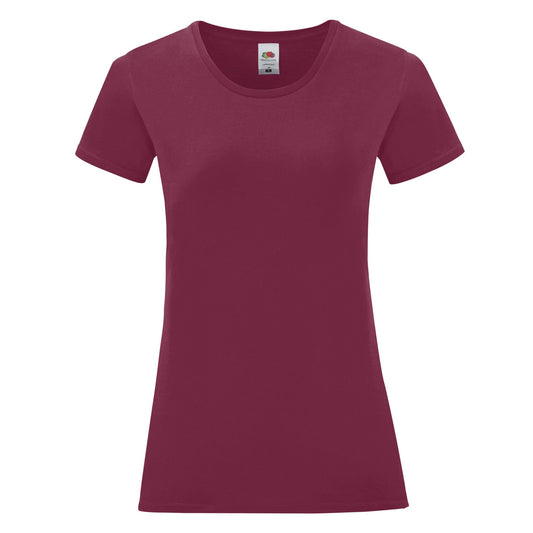 Burgundy - Front - Fruit of the Loom Womens-Ladies Iconic 150 T-Shirt