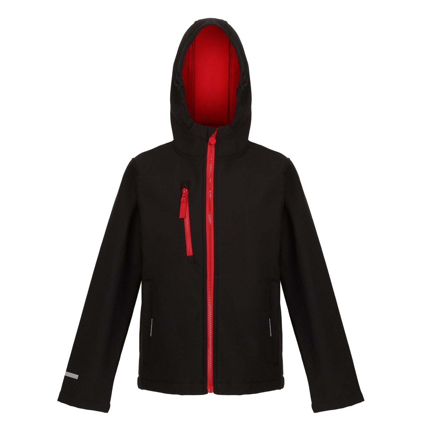 Black-Classic Red - Front - Regatta Childrens-Kids Ablaze 3 Layer Hooded Soft Shell Jacket