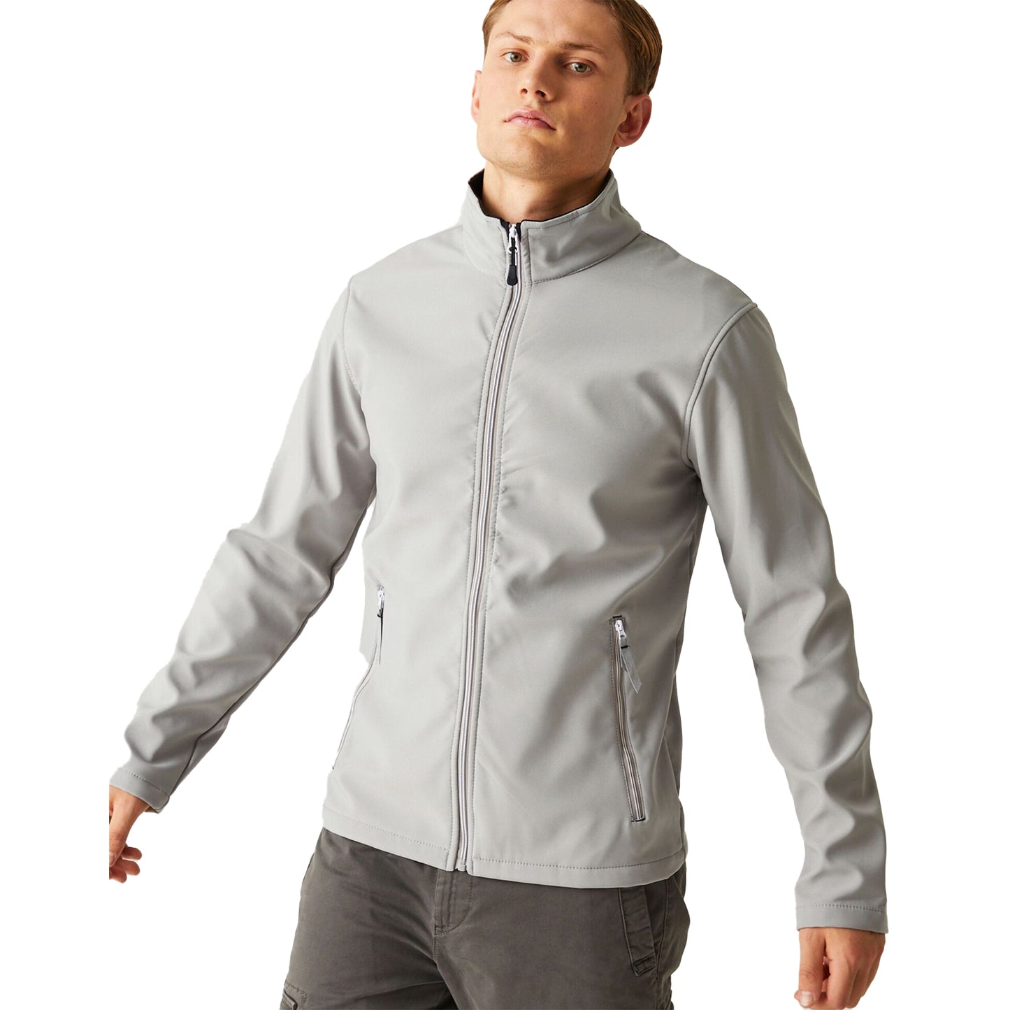 Mineral Grey-Black - Front - Regatta Mens Ascender Double Layered Soft Shell Jacket