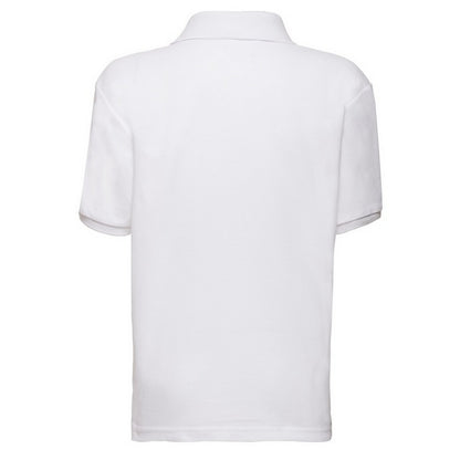 White - Back - Fruit of the Loom Childrens-Kids 65-35 Polo Shirt
