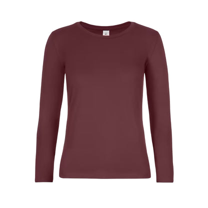 Burgundy - Front - B&C Womens-Ladies #E190 Long-Sleeved T-Shirt