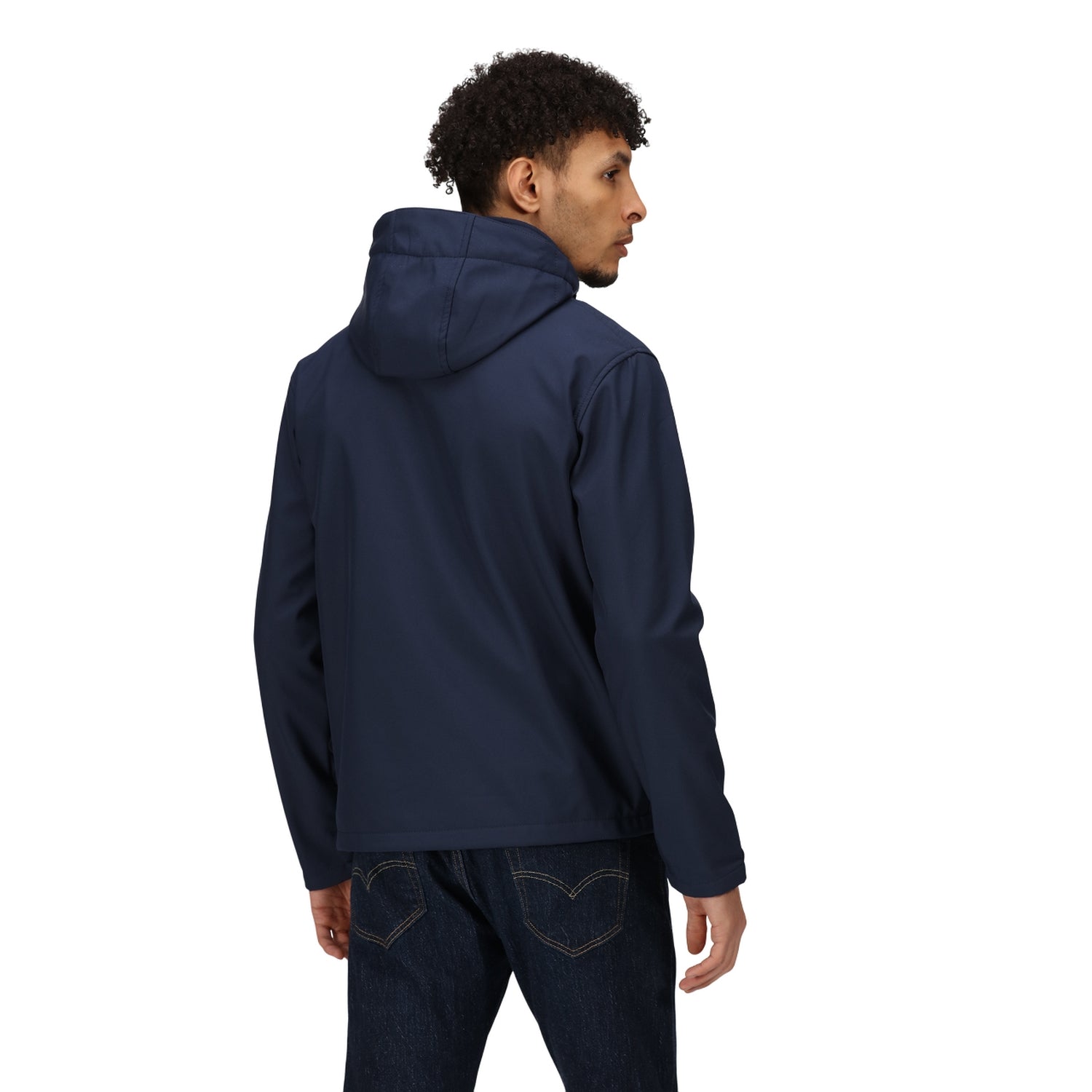 Navy - Back - Regatta Mens Venturer 3 Layer Hooded Soft Shell Jacket