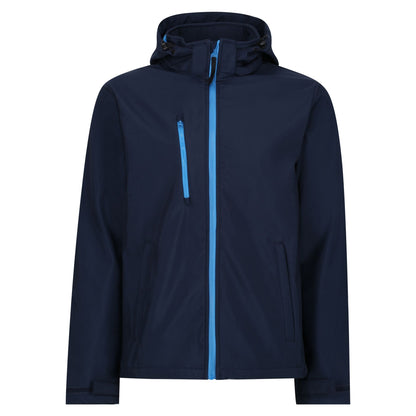Navy-French Blue - Front - Regatta Mens Venturer 3 Layer Hooded Soft Shell Jacket