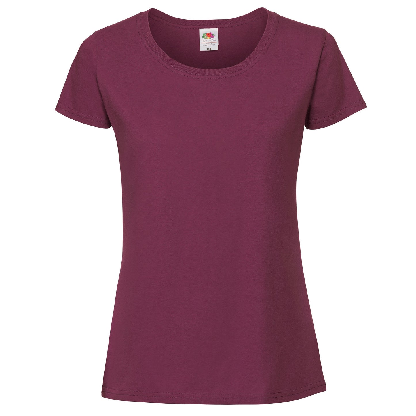 Burgundy - Front - Fruit Of The Loom Womens-Ladies Iconic 195 Premium Ringspun Cotton T-Shirt