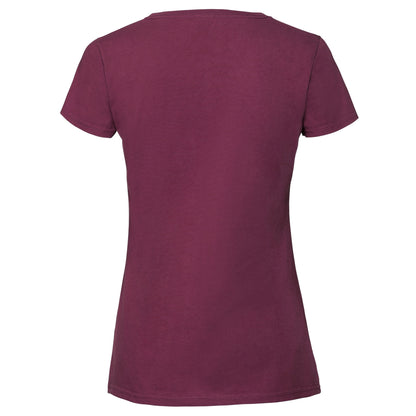 Burgundy - Back - Fruit Of The Loom Womens-Ladies Iconic 195 Premium Ringspun Cotton T-Shirt