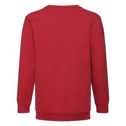 Red - Back - Fruit of the Loom Childrens-Kids Classic Set-in Sweatshirt