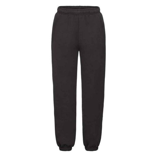 Black - Front - Fruit of the Loom Childrens-Kids Premium Elasticated Cuff Jogging Bottoms