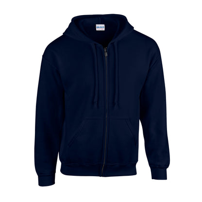Navy - Front - Gildan Unisex Adult Heavy Blend Full Zip Hoodie