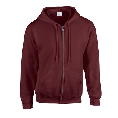 Maroon - Front - Gildan Unisex Adult Heavy Blend Full Zip Hoodie