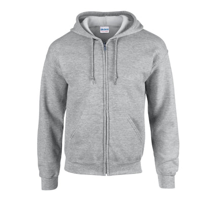 Sports Grey - Front - Gildan Unisex Adult Heavy Blend Full Zip Hoodie