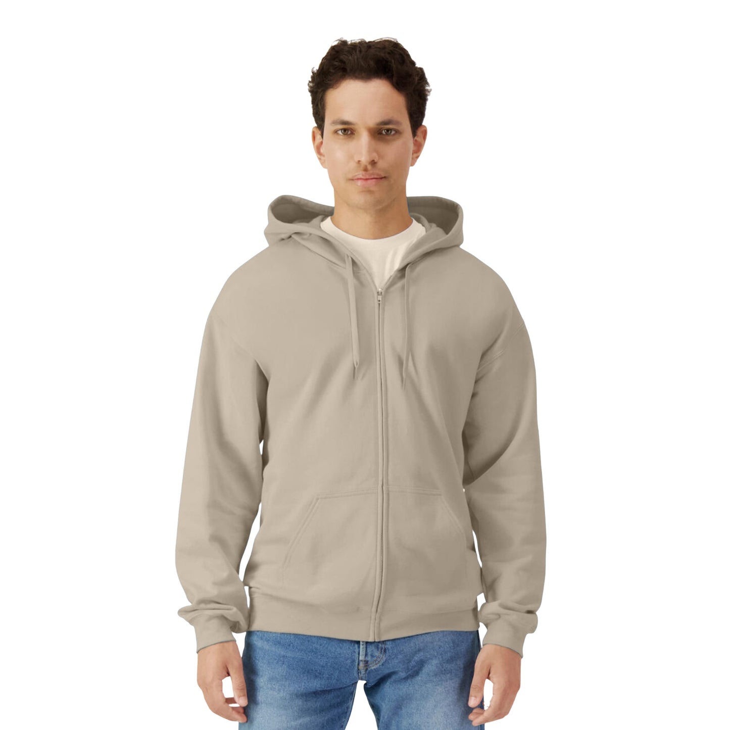 Sand - Back - Gildan Mens Softstyle Midweight Full Zip Hoodie