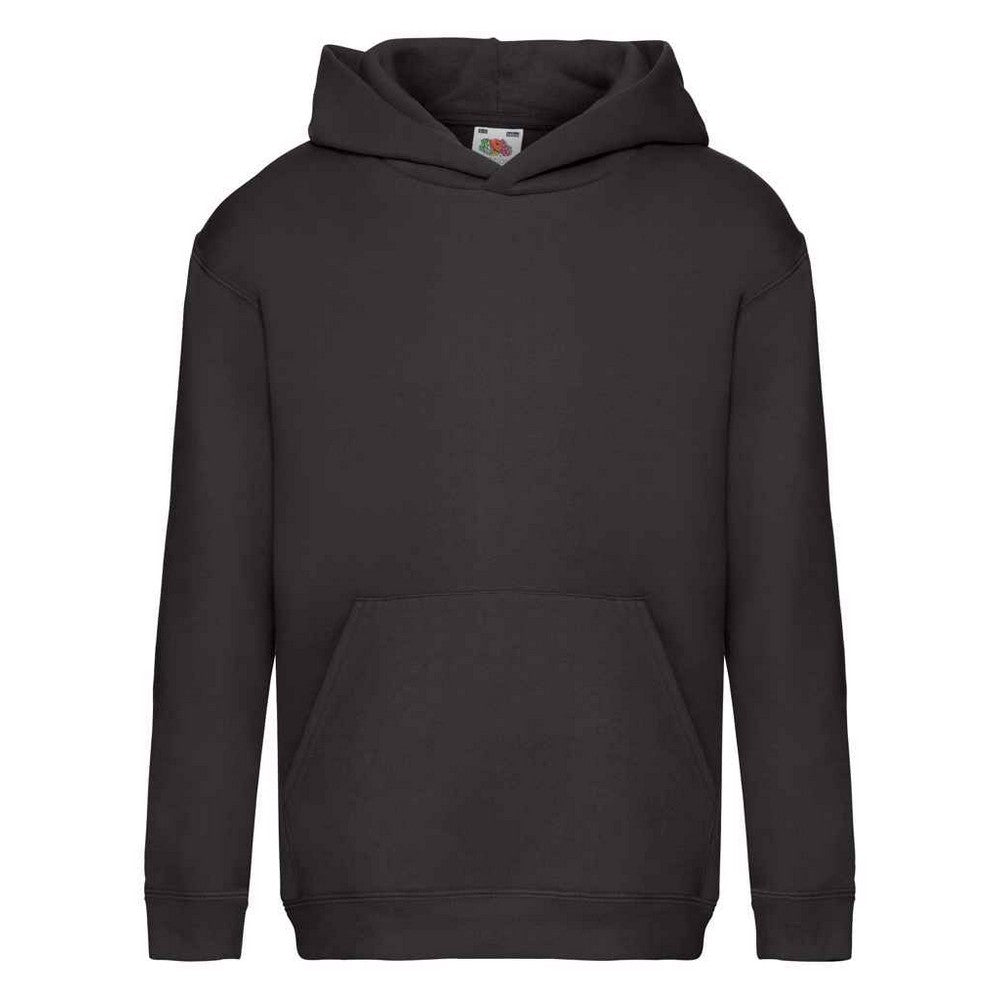 Black - Front - Fruit of the Loom Childrens-Kids Premium Hoodie