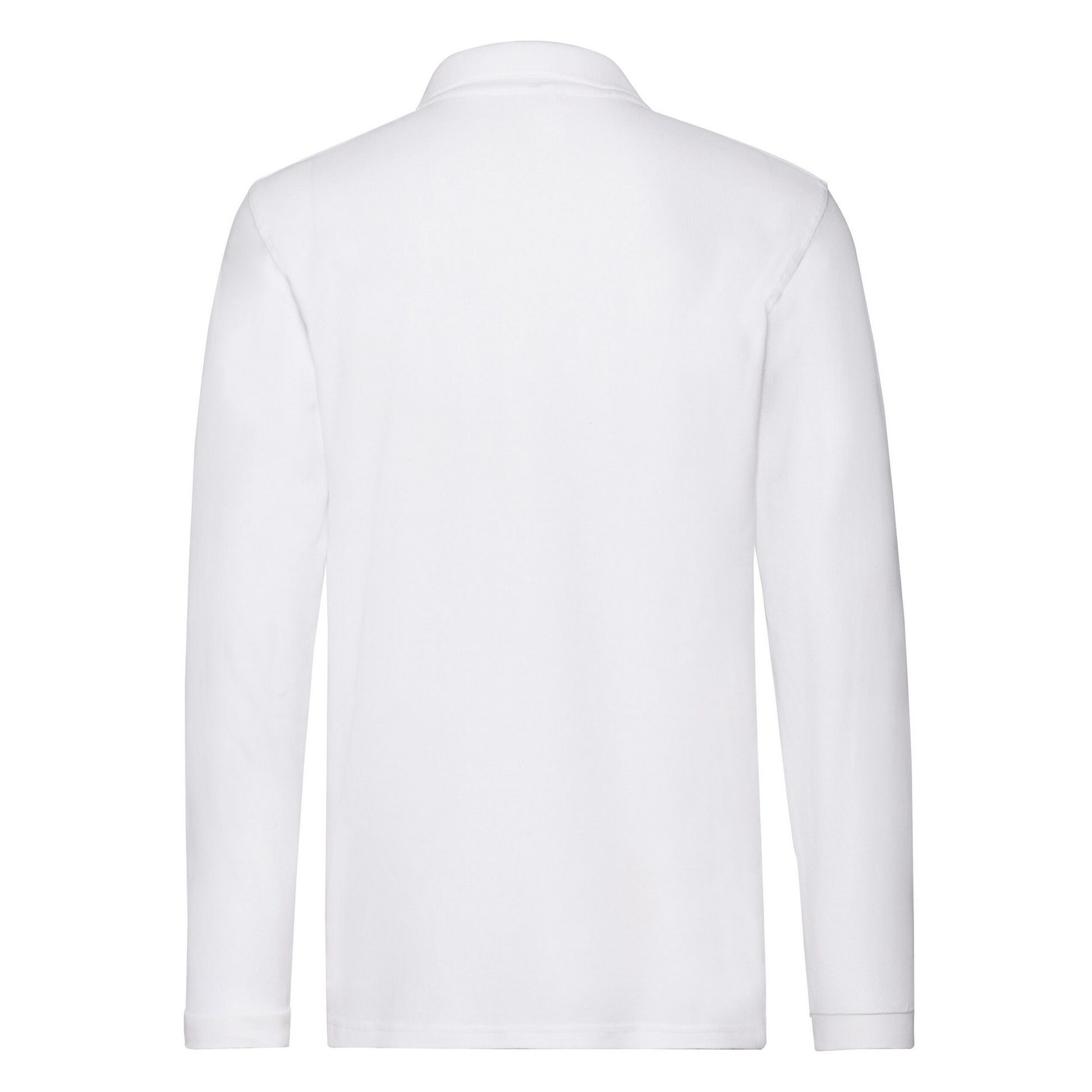 White - Back - Fruit Of The Loom Mens Premium Plain Long-Sleeved Polo Shirt