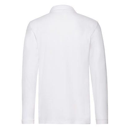 White - Back - Fruit Of The Loom Mens Premium Plain Long-Sleeved Polo Shirt