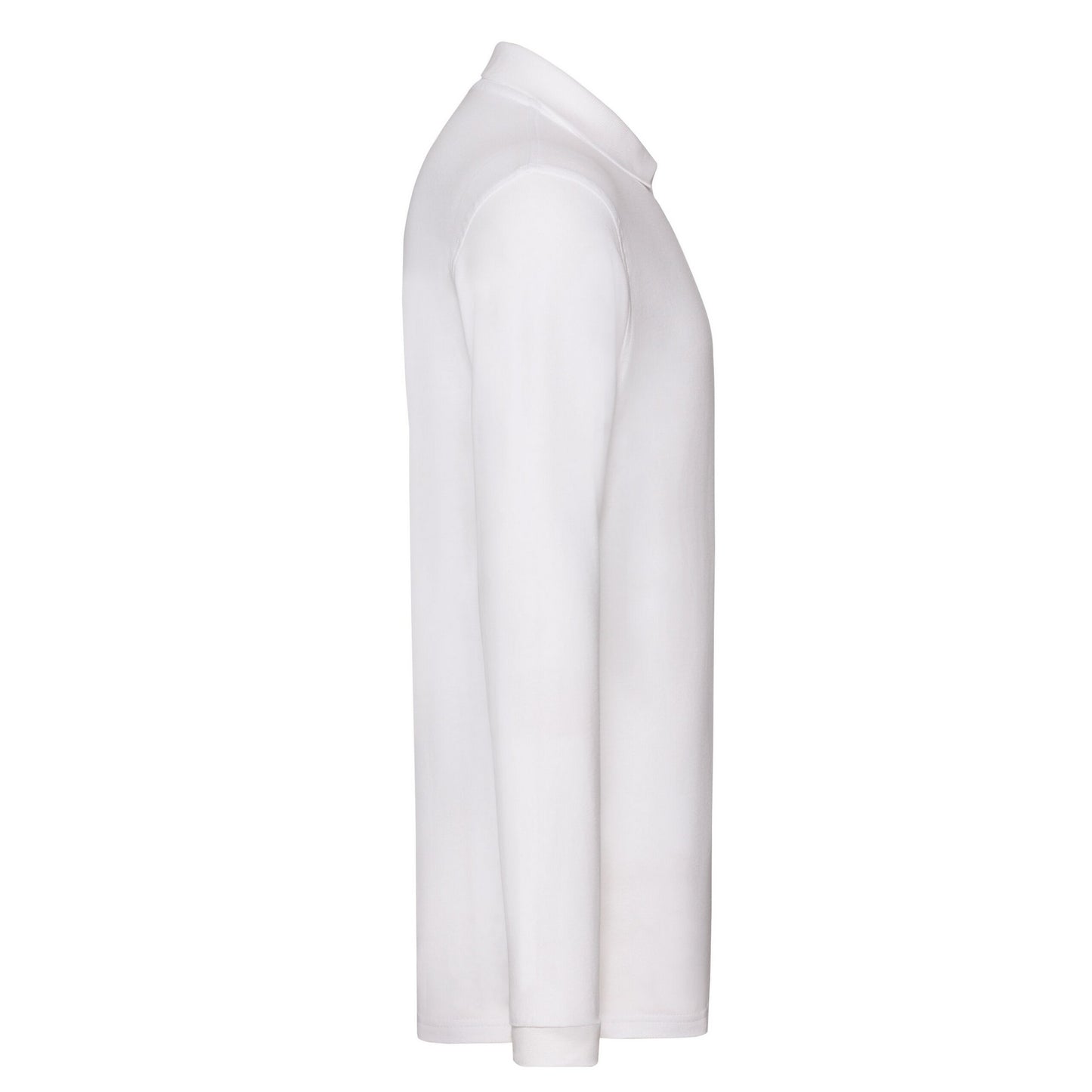 White - Side - Fruit Of The Loom Mens Premium Plain Long-Sleeved Polo Shirt