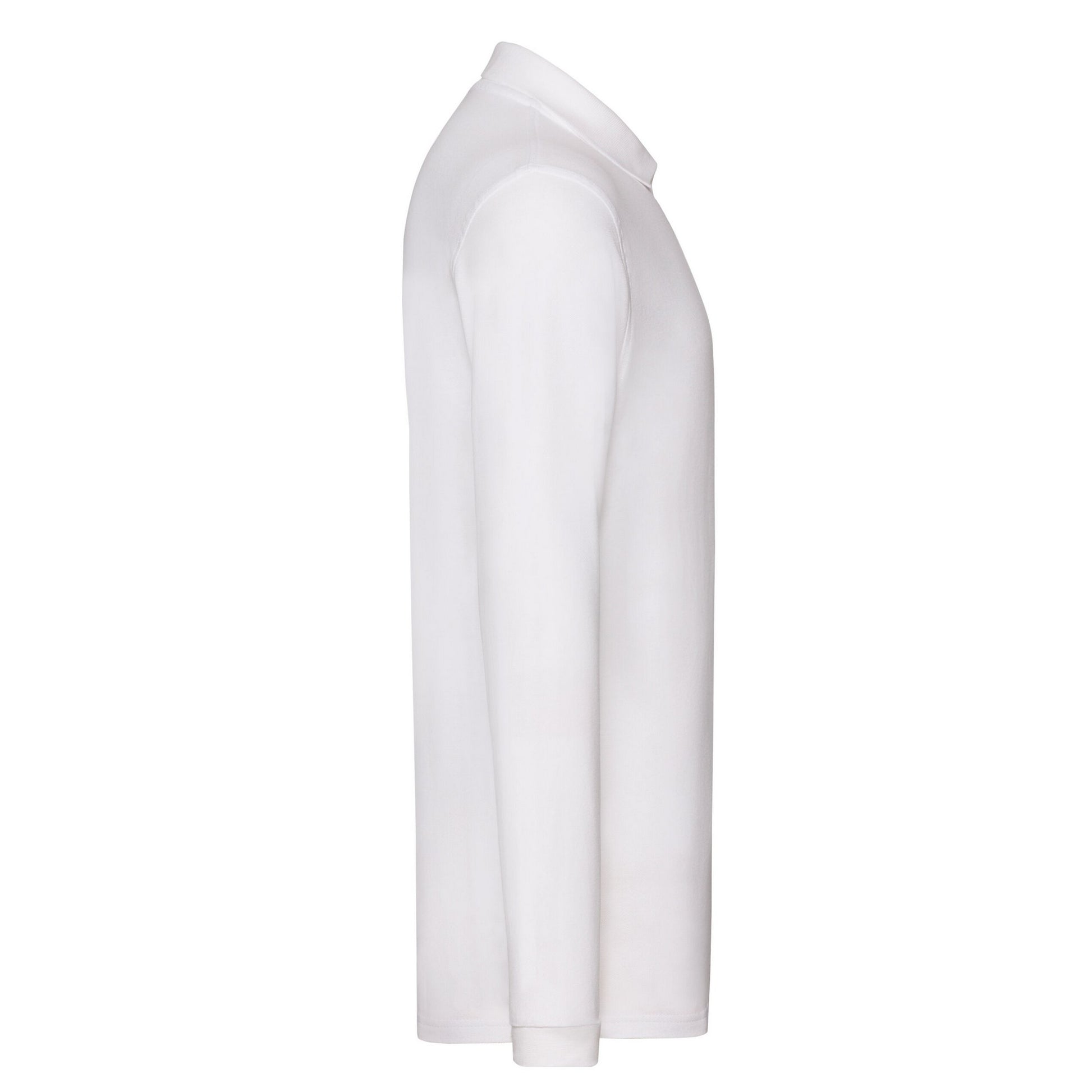 White - Side - Fruit Of The Loom Mens Premium Plain Long-Sleeved Polo Shirt