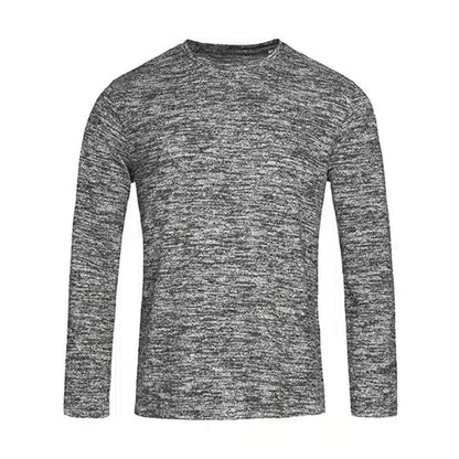 Dark Grey Melange - Front - Stedman Mens Knitted Long-Sleeved Sweatshirt