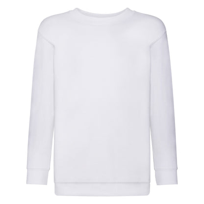 White - Front - Fruit of the Loom Childrens-Kids Classic Plain Set-in Sweatshirt