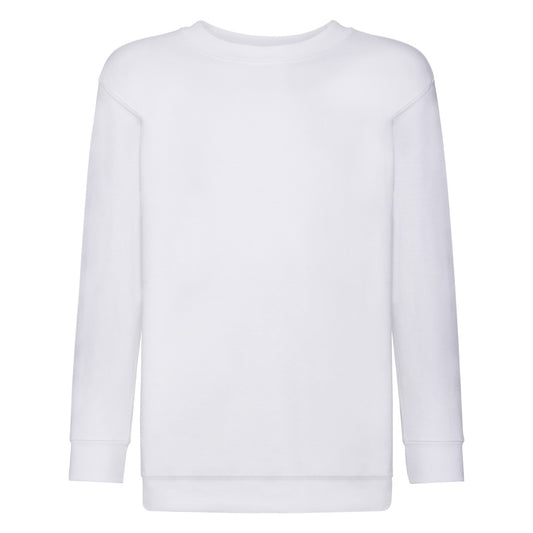 White - Front - Fruit of the Loom Childrens-Kids Classic Plain Set-in Sweatshirt