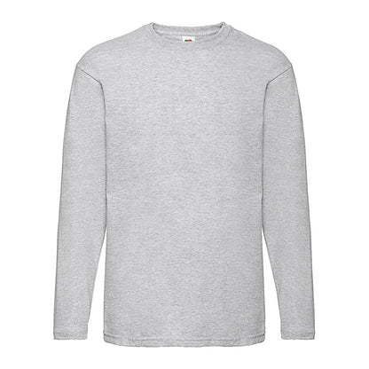 Heather Grey - Front - Fruit of the Loom Mens Valueweight Heather Long-Sleeved T-Shirt