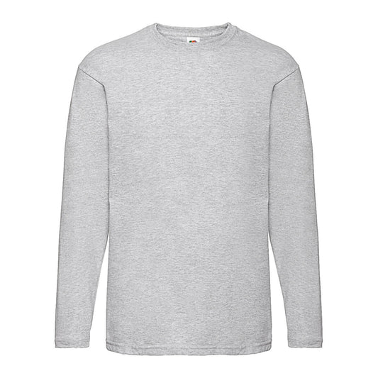 Heather Grey - Front - Fruit of the Loom Mens Valueweight Heather Long-Sleeved T-Shirt