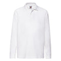 White - Front - Fruit of the Loom Childrens-Kids Long-Sleeved Polo Shirt