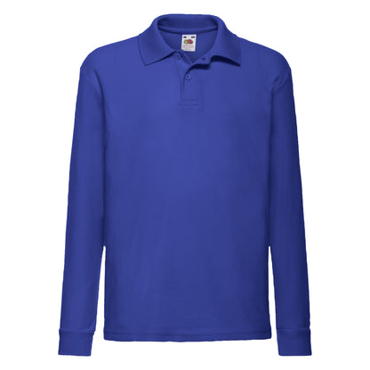 Royal Blue - Front - Fruit of the Loom Childrens-Kids Long-Sleeved Polo Shirt
