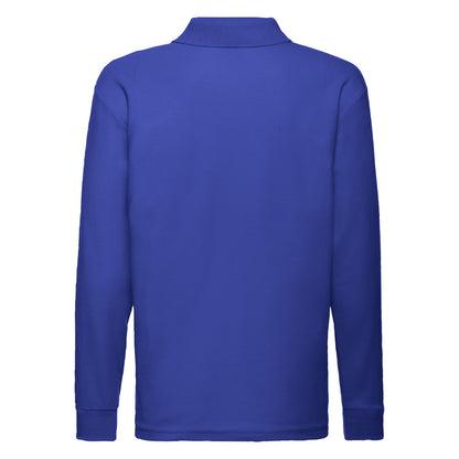 Royal Blue - Back - Fruit of the Loom Childrens-Kids Long-Sleeved Polo Shirt