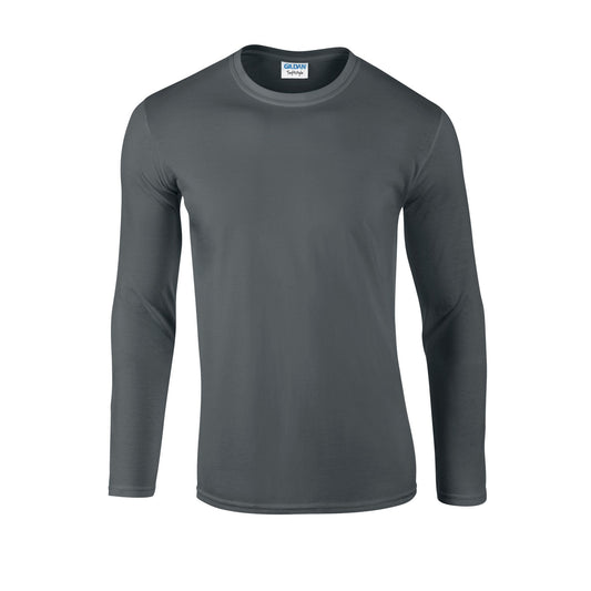 Charcoal - Front - Gildan Unisex Adult Soft Touch Long-Sleeved T-Shirt