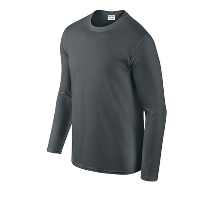 Charcoal - Side - Gildan Unisex Adult Soft Touch Long-Sleeved T-Shirt