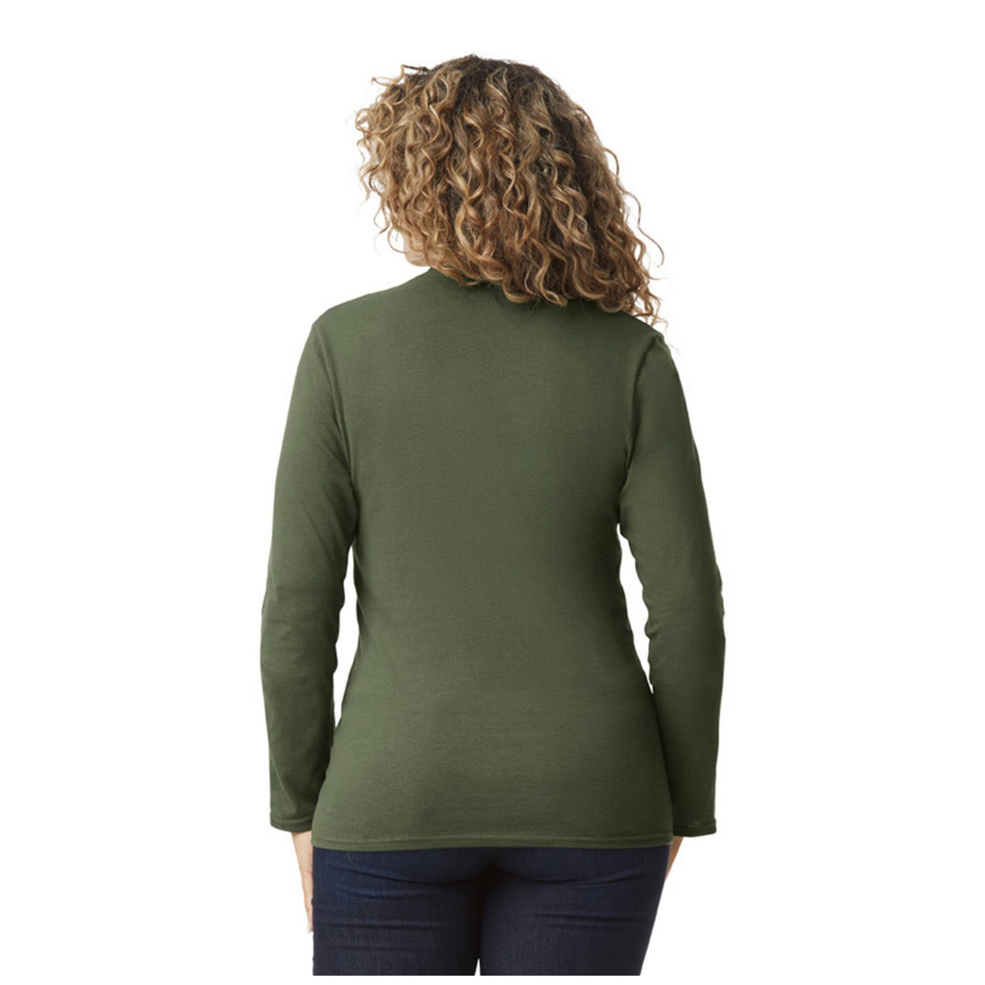 Military Green - Back - Gildan Unisex Adult Soft Touch Long-Sleeved T-Shirt