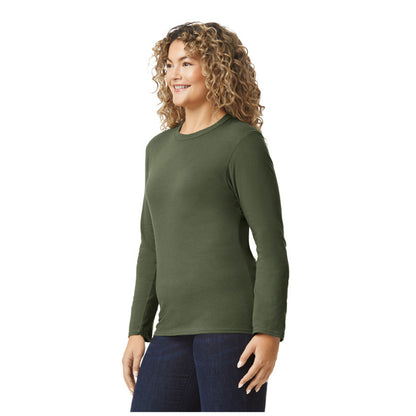Military Green - Side - Gildan Unisex Adult Soft Touch Long-Sleeved T-Shirt