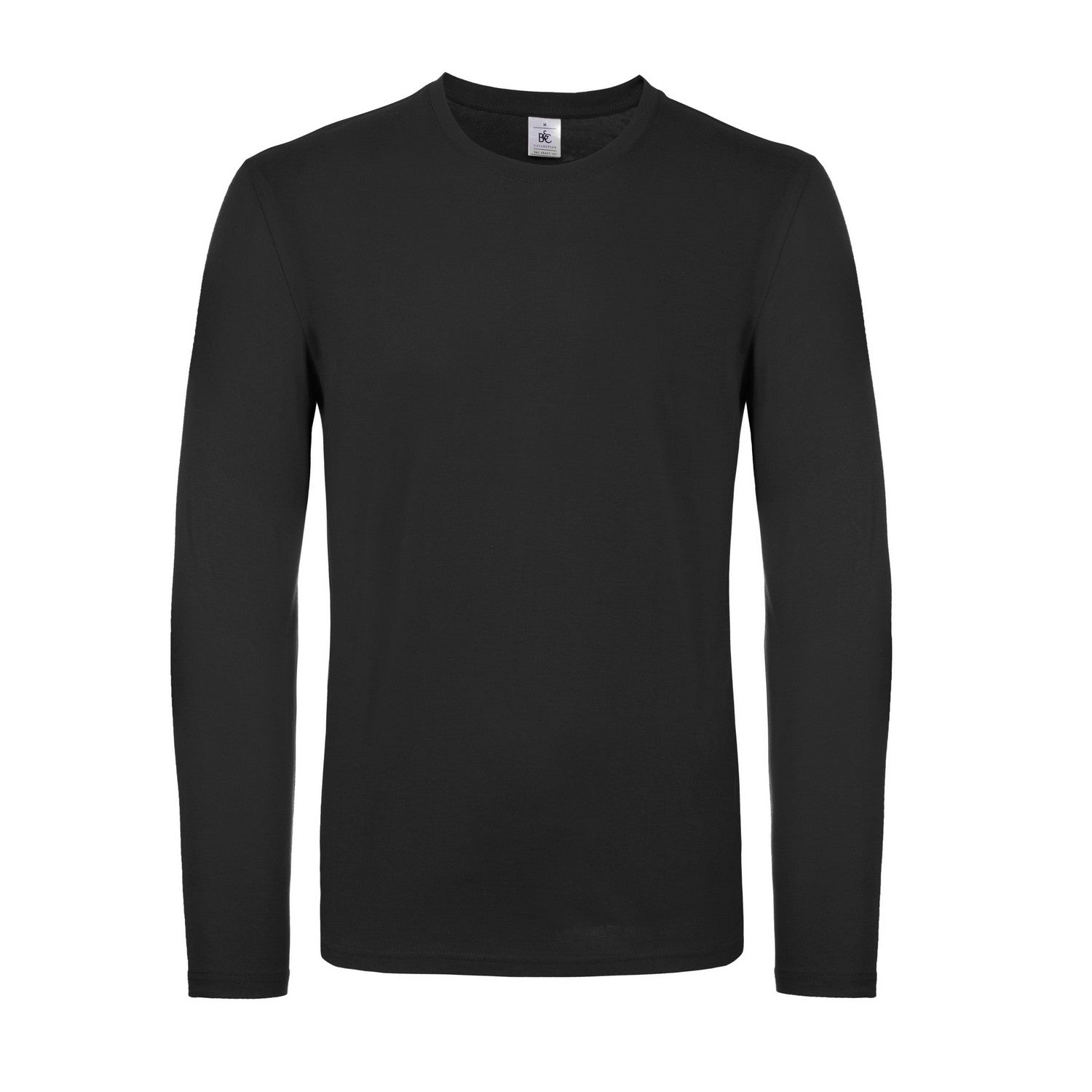 Black - Front - B&C Mens #E150 Long-Sleeved T-Shirt