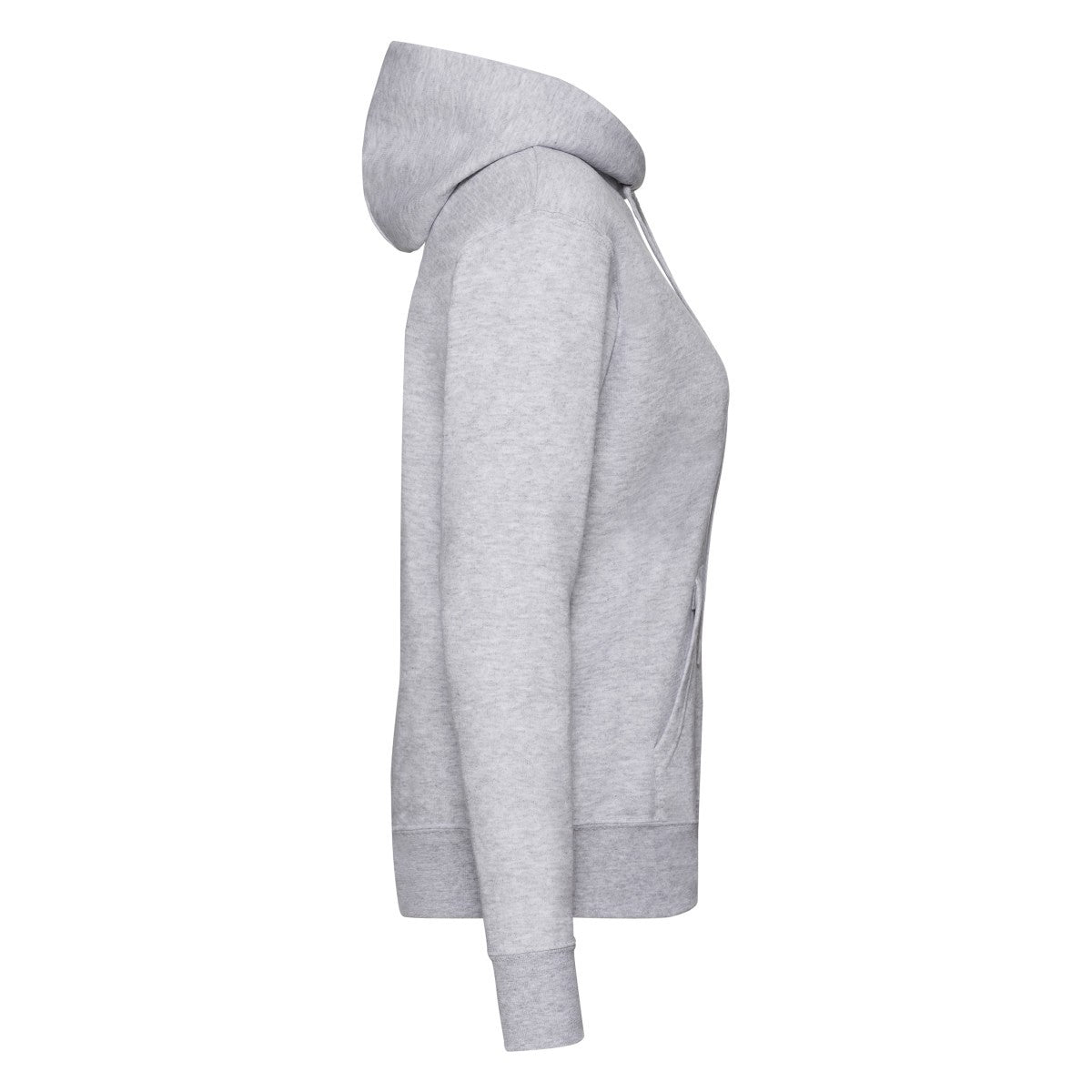 Heather Grey - Side - Fruit of the Loom Womens-Ladies Classic Plain Hoodie