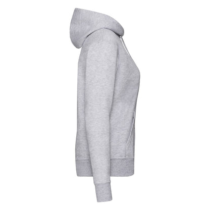 Heather Grey - Side - Fruit of the Loom Womens-Ladies Classic Plain Hoodie