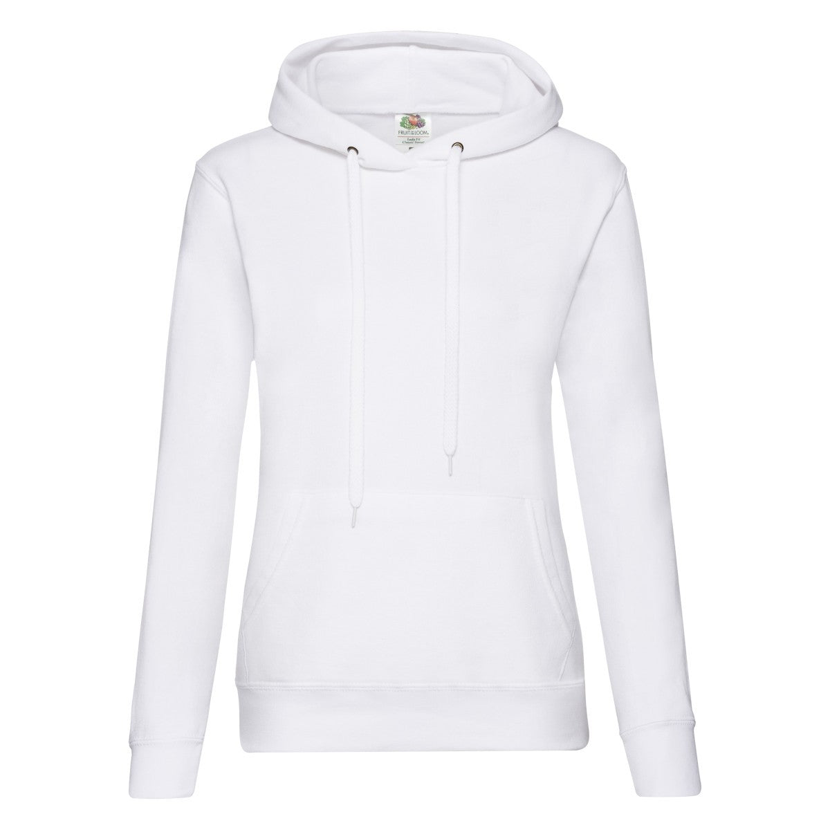 White - Front - Fruit of the Loom Womens-Ladies Classic Plain Hoodie