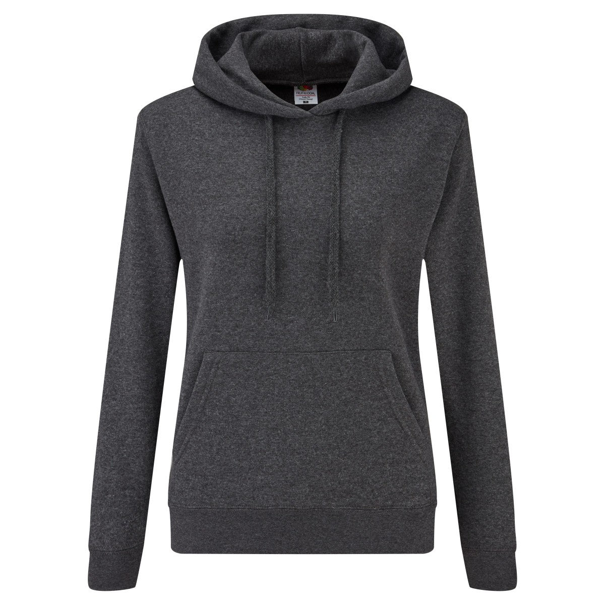 Dark Heather Grey - Front - Fruit of the Loom Womens-Ladies Classic Plain Hoodie