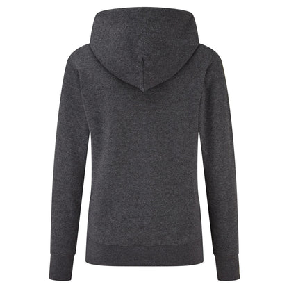 Dark Heather Grey - Back - Fruit of the Loom Womens-Ladies Classic Plain Hoodie