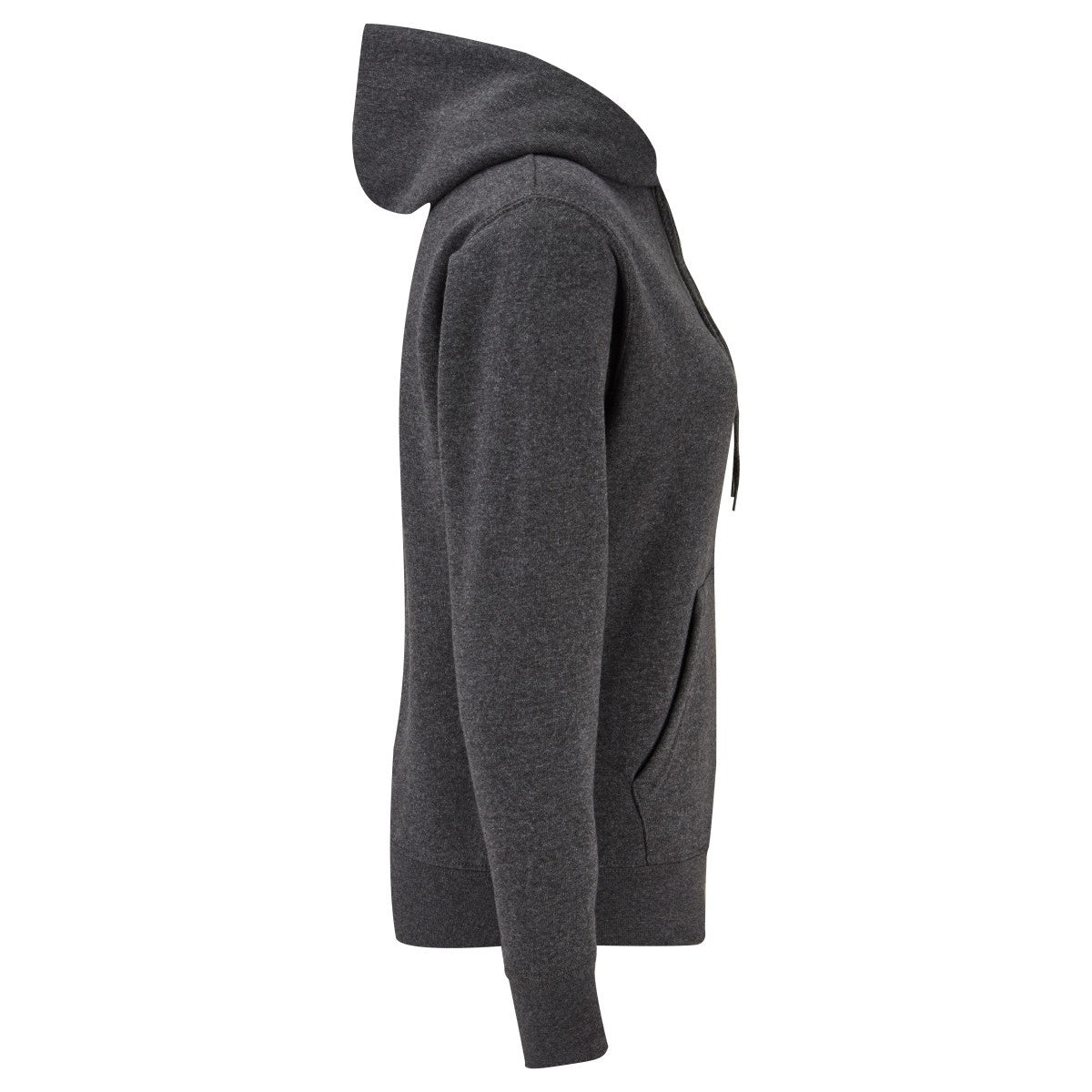 Dark Heather Grey - Side - Fruit of the Loom Womens-Ladies Classic Plain Hoodie