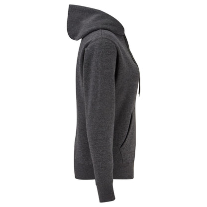 Dark Heather Grey - Side - Fruit of the Loom Womens-Ladies Classic Plain Hoodie