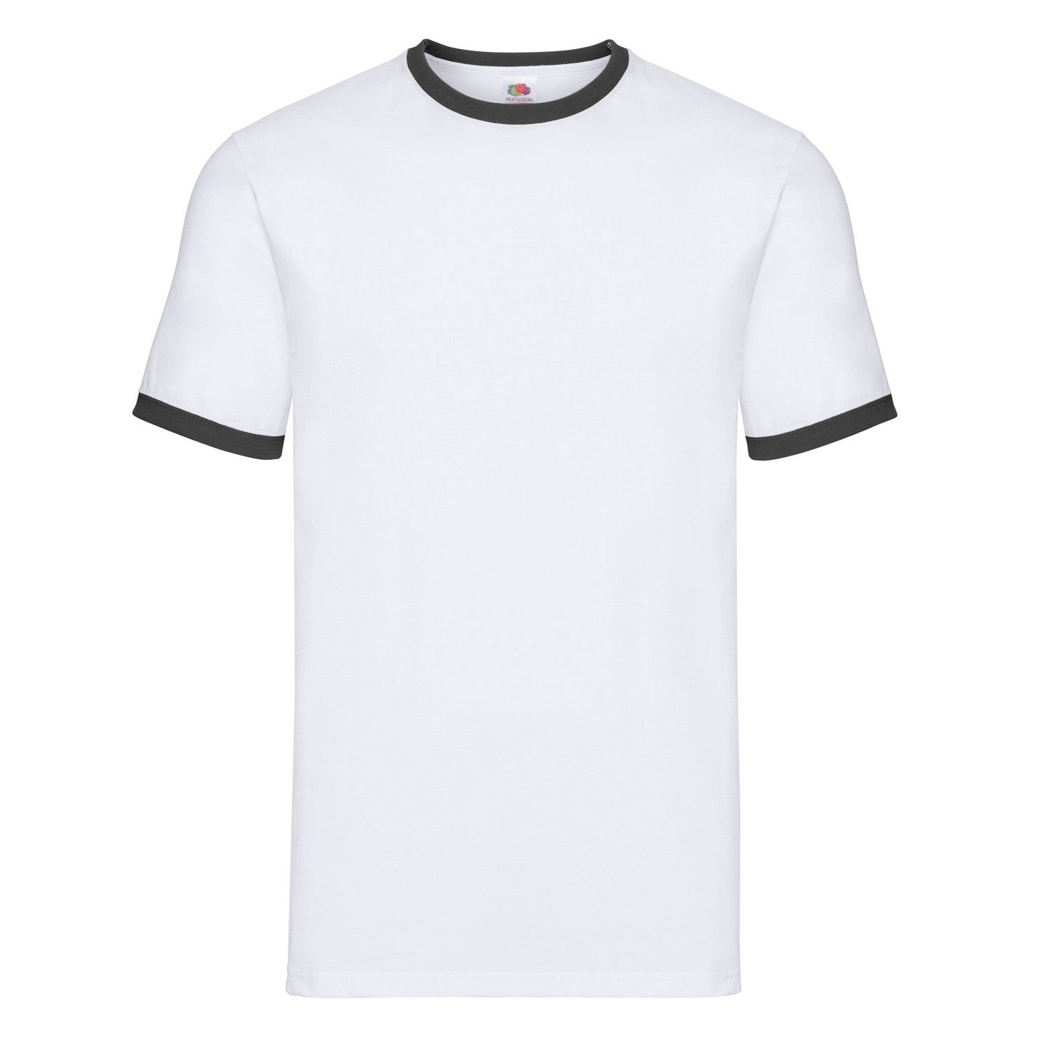 White-Black - Front - Fruit Of The Loom Mens Ringer T-Shirt