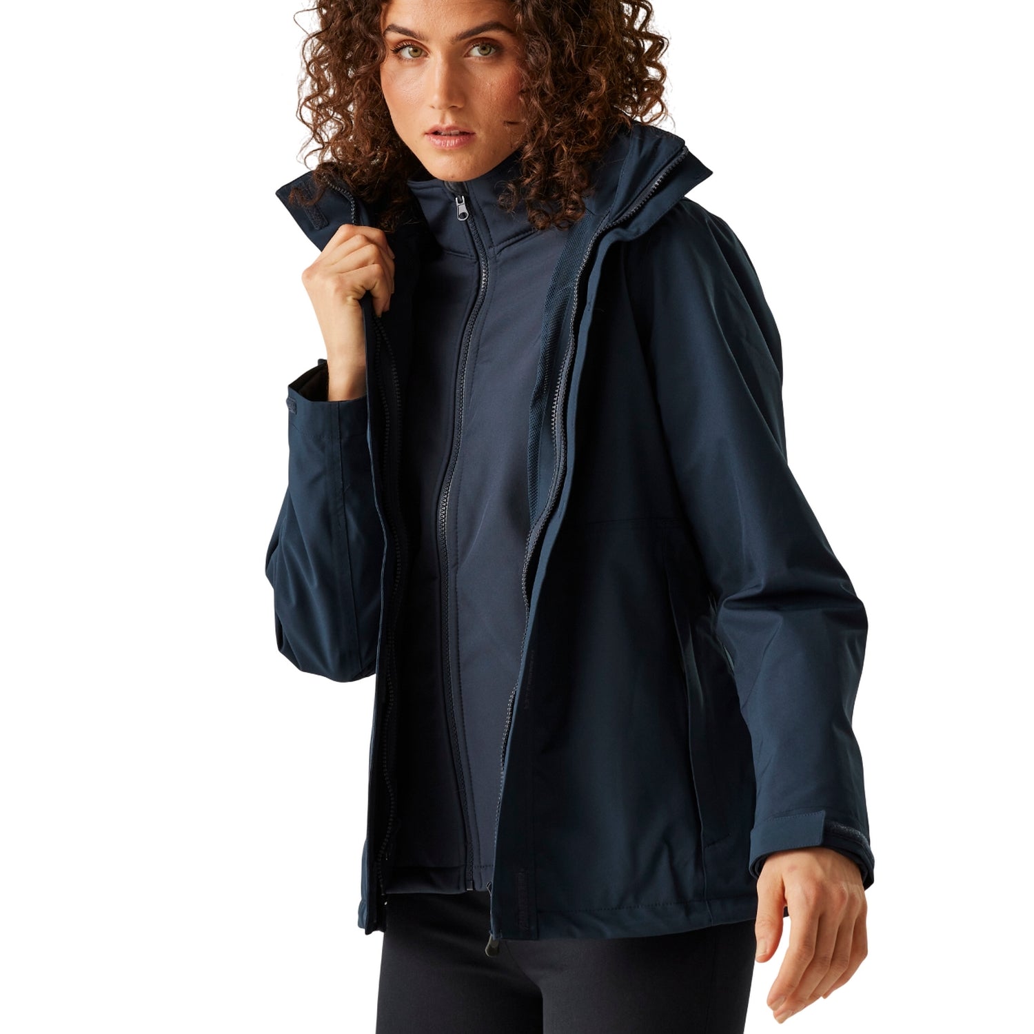 Navy - Side - Regatta Womens-Ladies Kingsley 3 in 1 Jacket