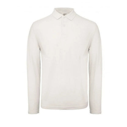 White - Front - B&C Mens ID.001 Long-Sleeved Polo Shirt