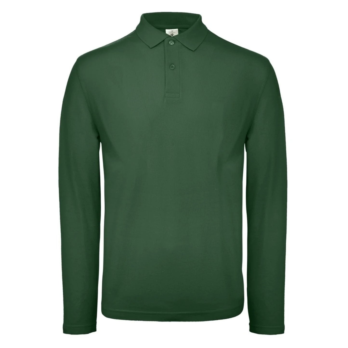 Bottle Green - Front - B&C Mens ID.001 Long-Sleeved Polo Shirt