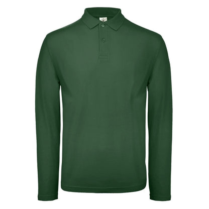 Bottle Green - Front - B&C Mens ID.001 Long-Sleeved Polo Shirt
