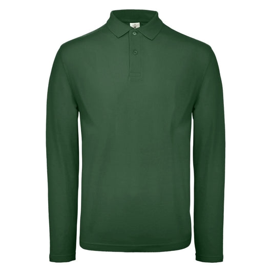 Bottle Green - Front - B&C Mens ID.001 Long-Sleeved Polo Shirt