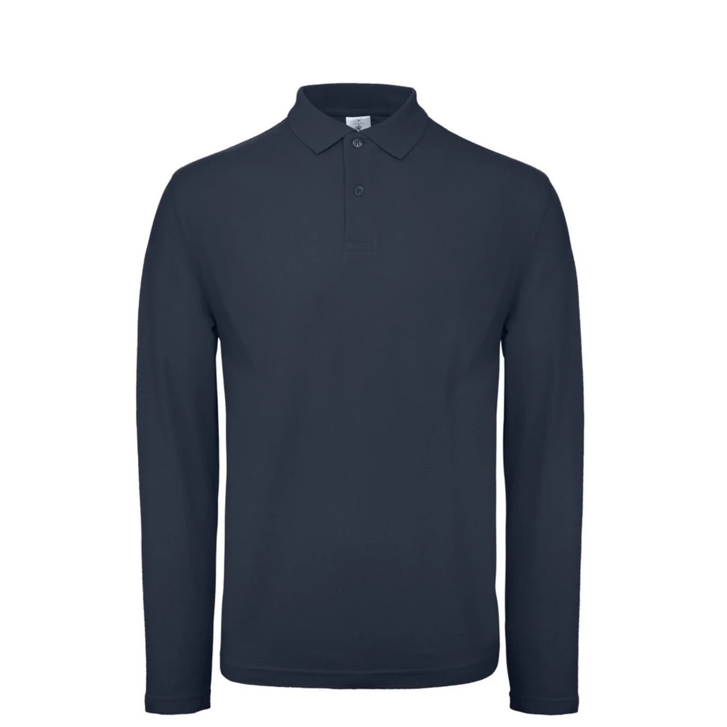 Navy - Front - B&C Mens ID.001 Long-Sleeved Polo Shirt