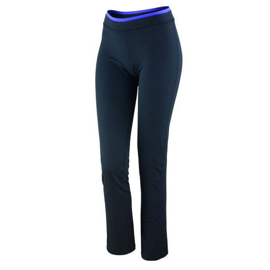 Black-Lavender - Front - Spiro Womens-Ladies Fitness Trousers