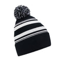 Black-White - Front - Beechfield Fan Striped Beanie