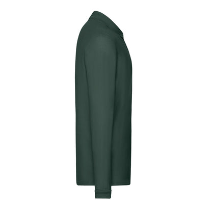 Forest Green - Side - Fruit of the Loom Mens Premium Long-Sleeved Polo Shirt
